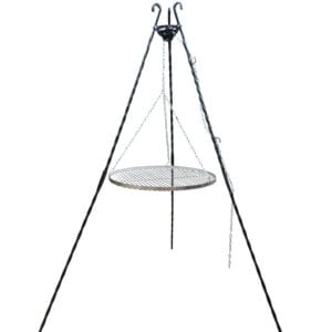Grill trójnóg 180 cm ogniskowy ogrodowy ruszt 80 cm Chromowany