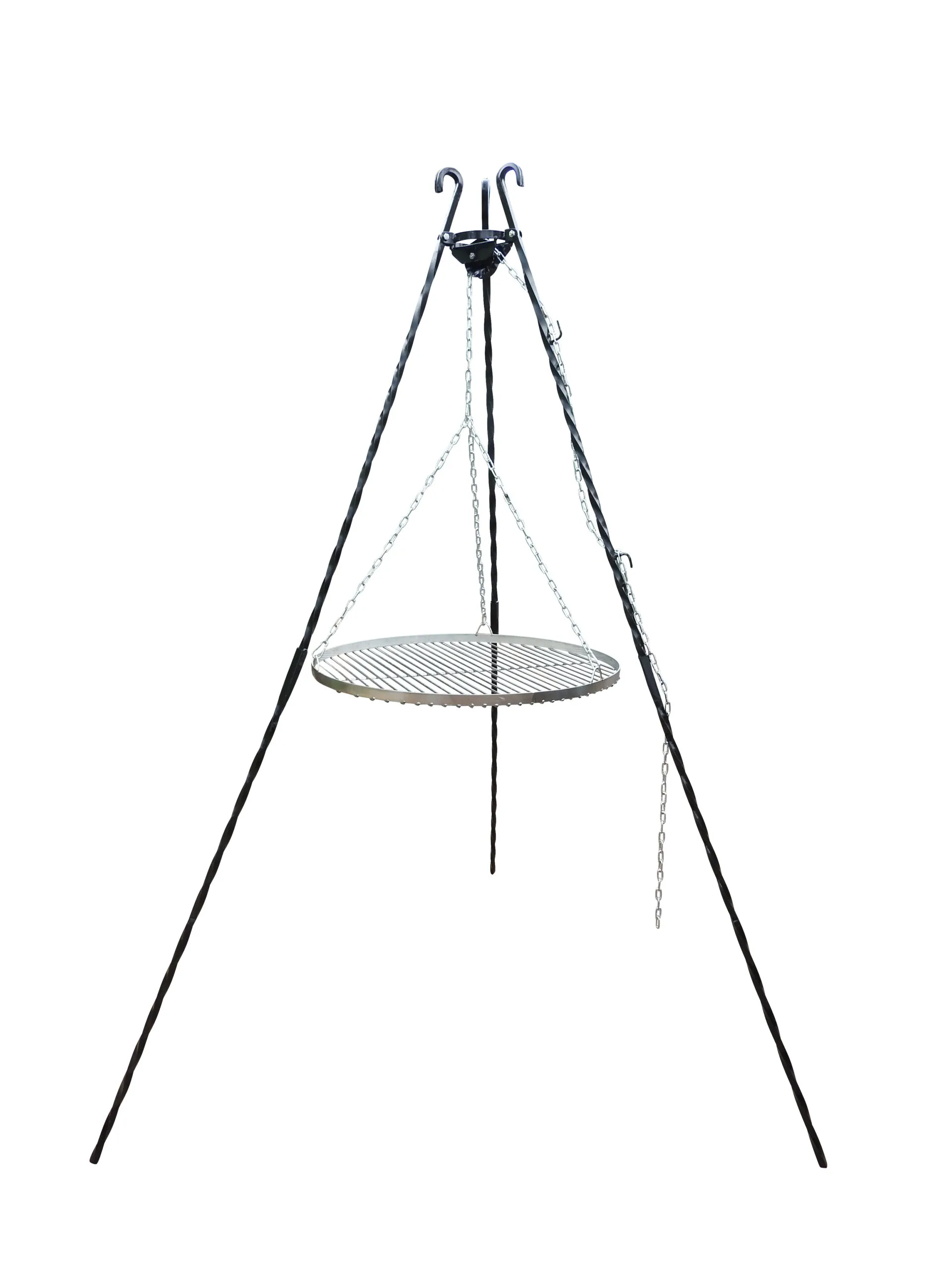 Grill trójnóg 180 cm ogniskowy ogrodowy ruszt 60 cm Chromowany