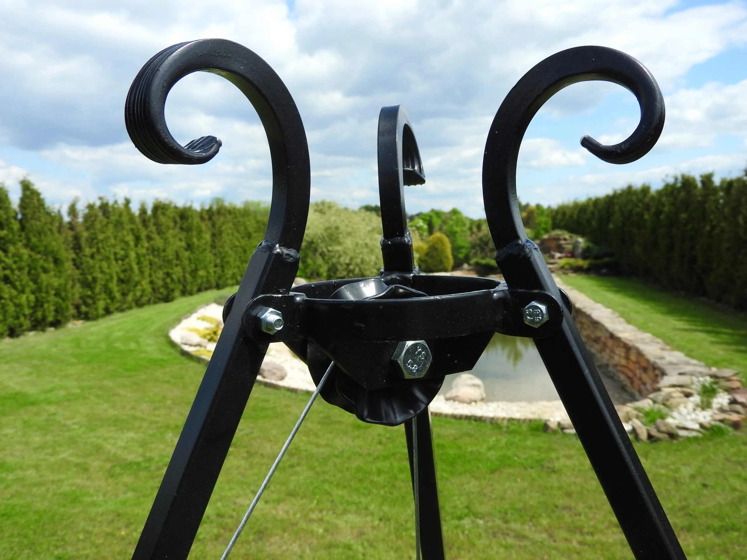 Grill trójnóg 185 cm ogniskowy ogrodowy ruszt 80 cm Chromowany - obrazek 3