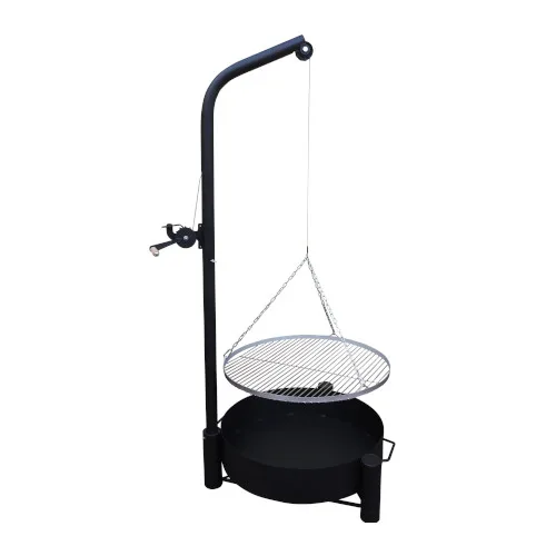 Grill żuraw ogrodowy ogniskowy ruszt 70 palenisko kołowrotek komplet